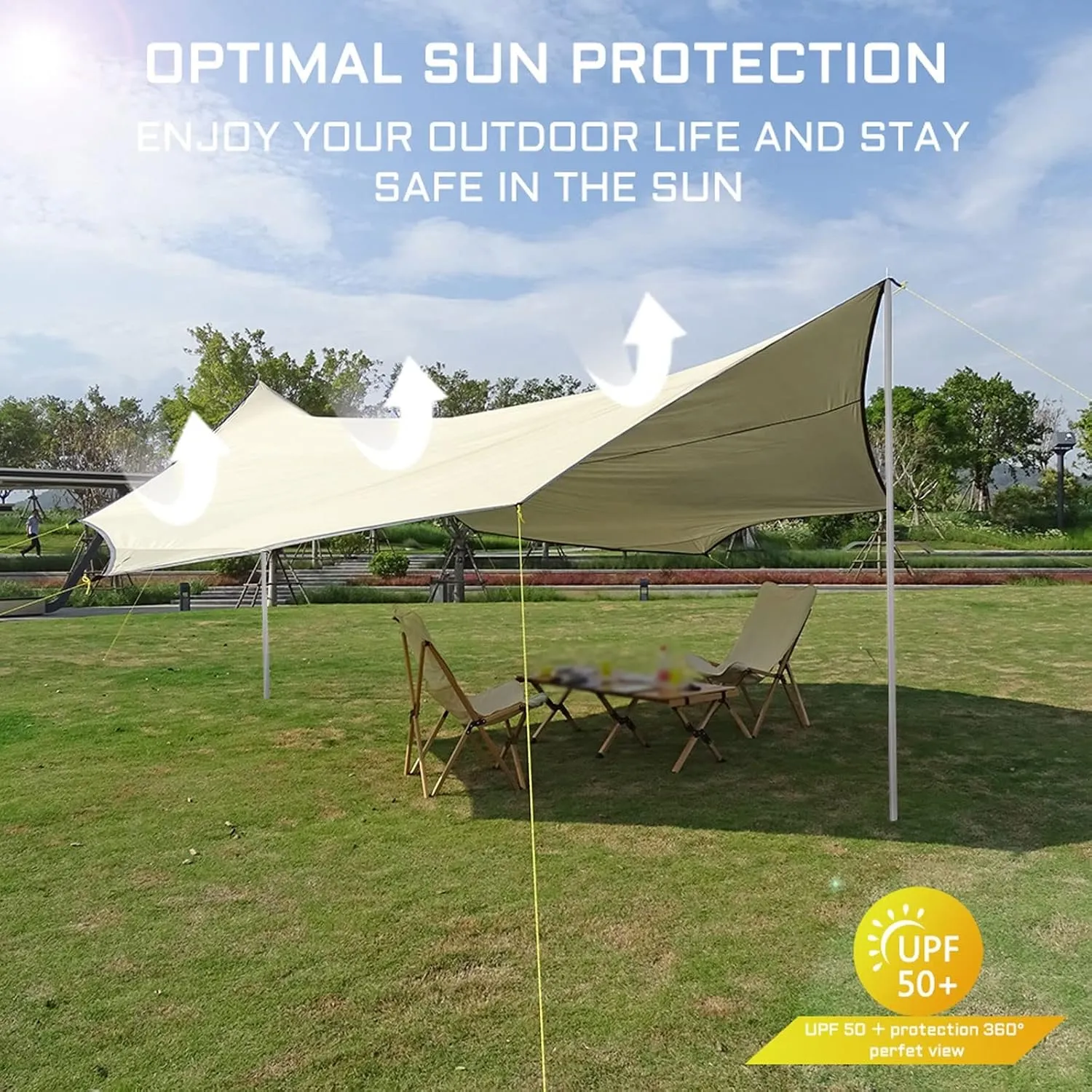 Camping Tarp,5.1x5.1m Large Tarp Tent Octagon Sunshade Awning Ultra-Large Sun Shelter Ooutdoor Camping Canopy Pavilion Garden Pergola Travel