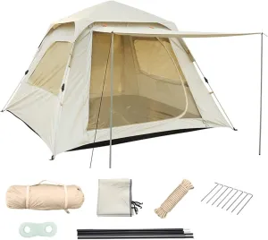 Camping Tent 3-4 5-8 Persons Cube One-Touch Tent Fishing Beige Blue Camping Supplies Automatic Lightweight Roof Top Hexagonal (Typeb5 8 People)