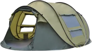 Camping Tent 3-4 Person Outdoor Automatic Quick Open Instant Pop Up Throw Tent Rainproof 2 Doors 2 Windows Portable Family Tents for Park Camping Hiking