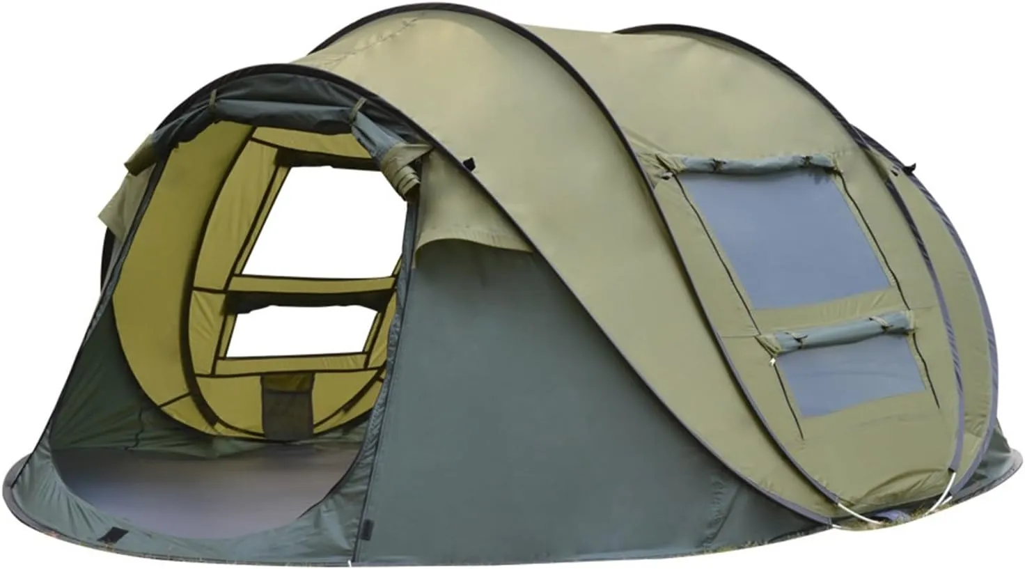 Camping Tent 3-4 Person Outdoor Automatic Quick Open Instant Pop Up Throw Tent Rainproof 2 Doors 2 Windows Portable Family Tents for Park Camping Hiking