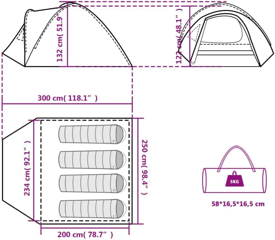 Camping Tent 4 Persons Outdoor Hiking Portable Dome Tent 185T Taffeta vidaXL