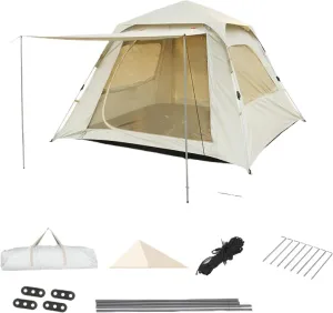 Camping Tent, 4 Season Tent, Beach Automatic Quick Open Portable Folding Thickened Silver Glue Coating Rain Tent (5-8person)
