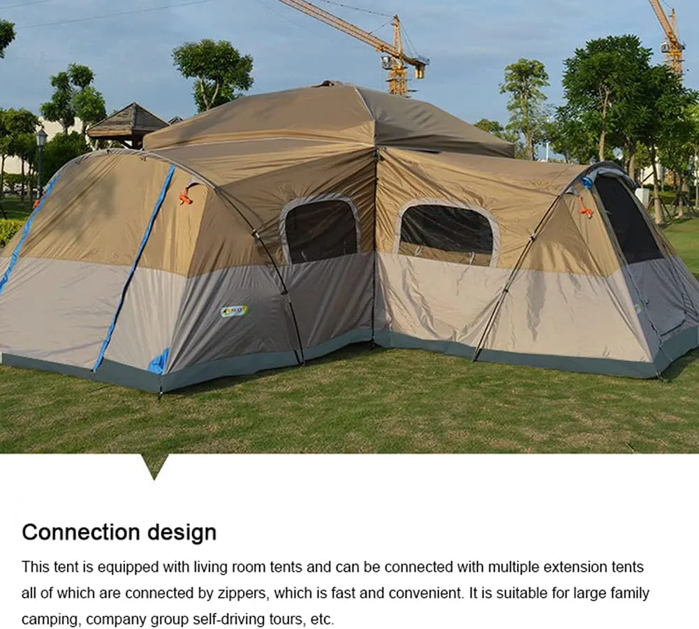 Camping Tent 8-10 Persons Lightweight Family Camping Tent Uv Resistant Outdoor Folding Tent, Easy to Install (Outside Account Khaki)