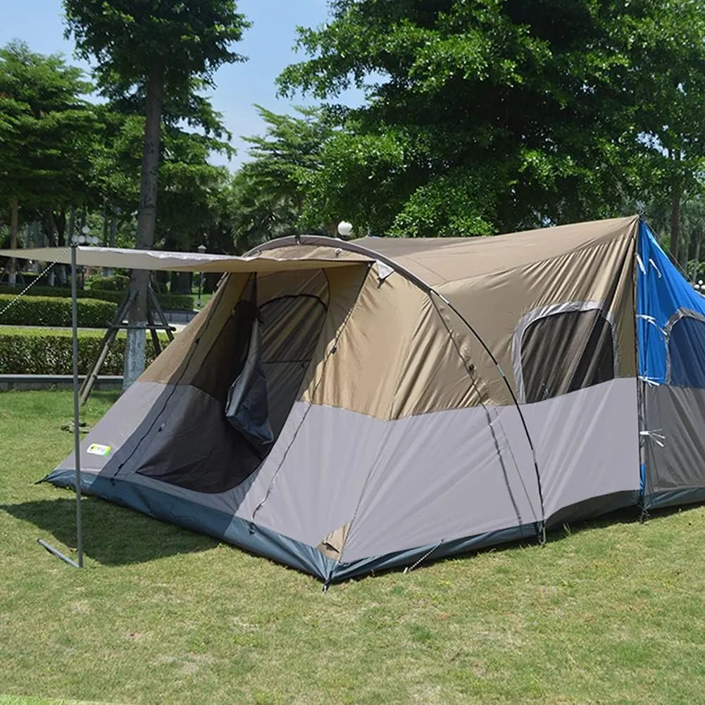 Camping Tent 8-10 Persons Lightweight Family Camping Tent Uv Resistant Outdoor Folding Tent, Easy to Install (Outside Account Khaki)