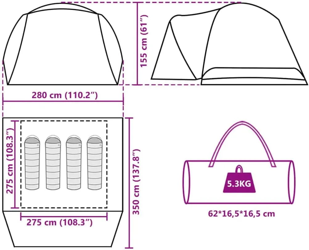 Camping Tent 8-Person Outdoor Dome Tent Lightweight Tent Waterproof vidaXL