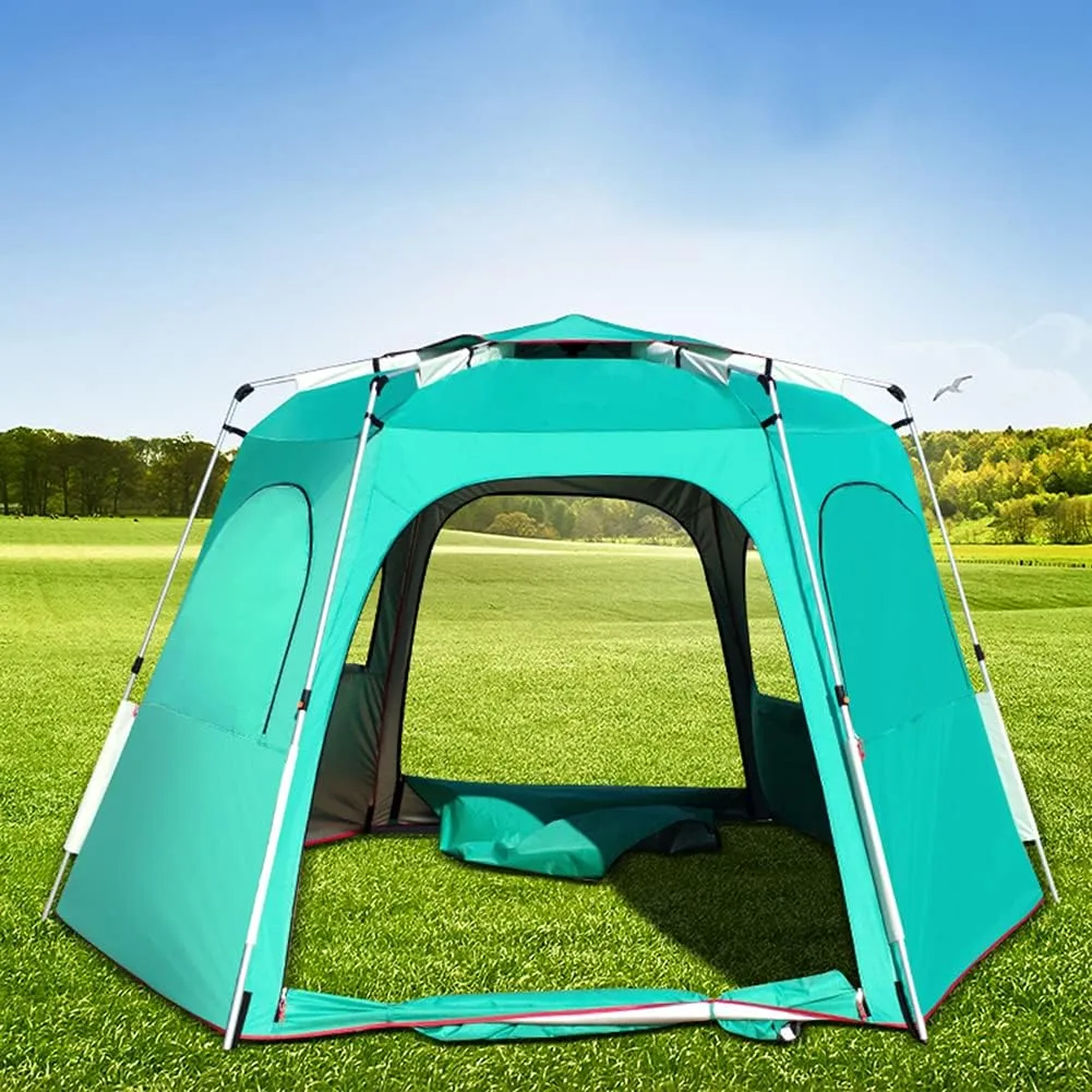 Camping Tent for 5-8 Person Waterproof Automatic Pop Up Tent with Double Door Portable Instant Tent Sun Shelter for Outdoor Camping Hiking Fishing (Green 330X330X210CM) (Green 330X330X210CM)