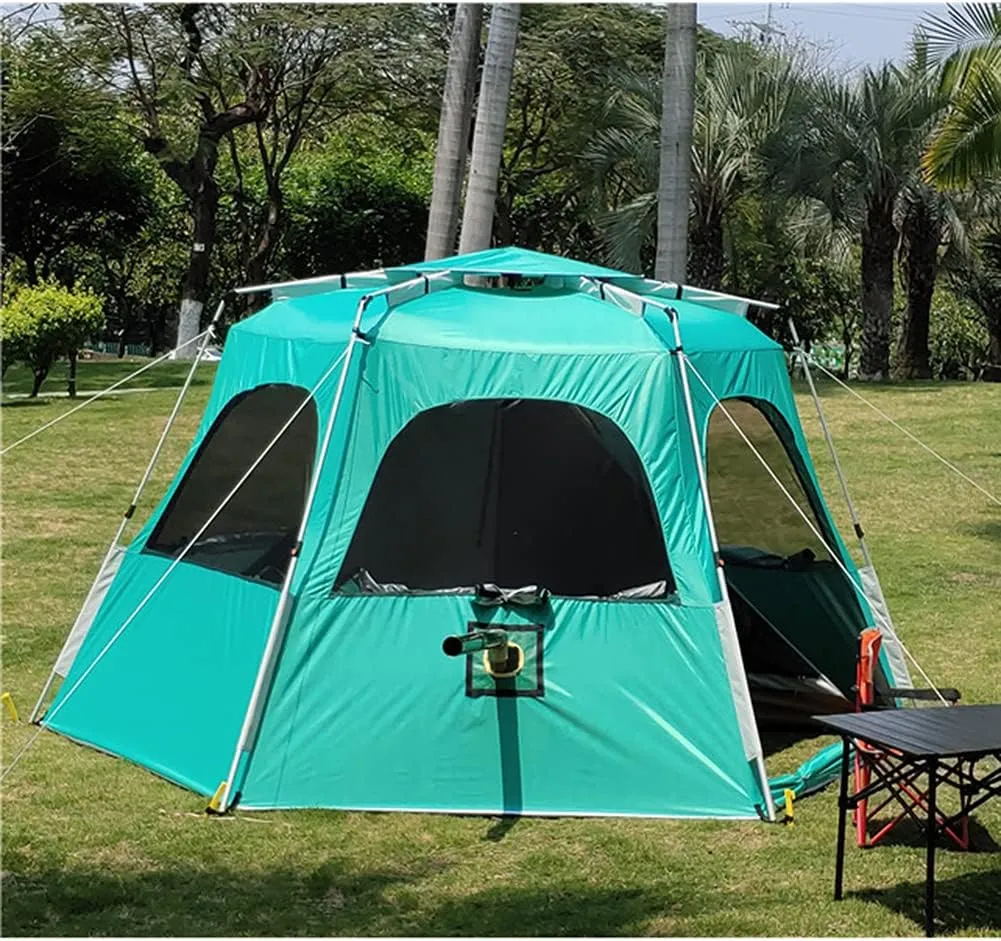 Camping Tent for 5-8 Person Waterproof Automatic Pop Up Tent with Double Door Portable Instant Tent Sun Shelter for Outdoor Camping Hiking Fishing (Green 330X330X210CM) (Green 330X330X210CM)