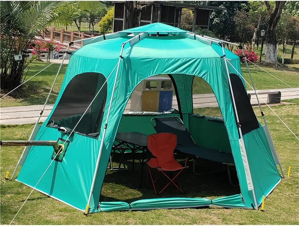 Camping Tent for 5-8 Person Waterproof Automatic Pop Up Tent with Double Door Portable Instant Tent Sun Shelter for Outdoor Camping Hiking Fishing (Green 330X330X210CM) (Green 330X330X210CM)