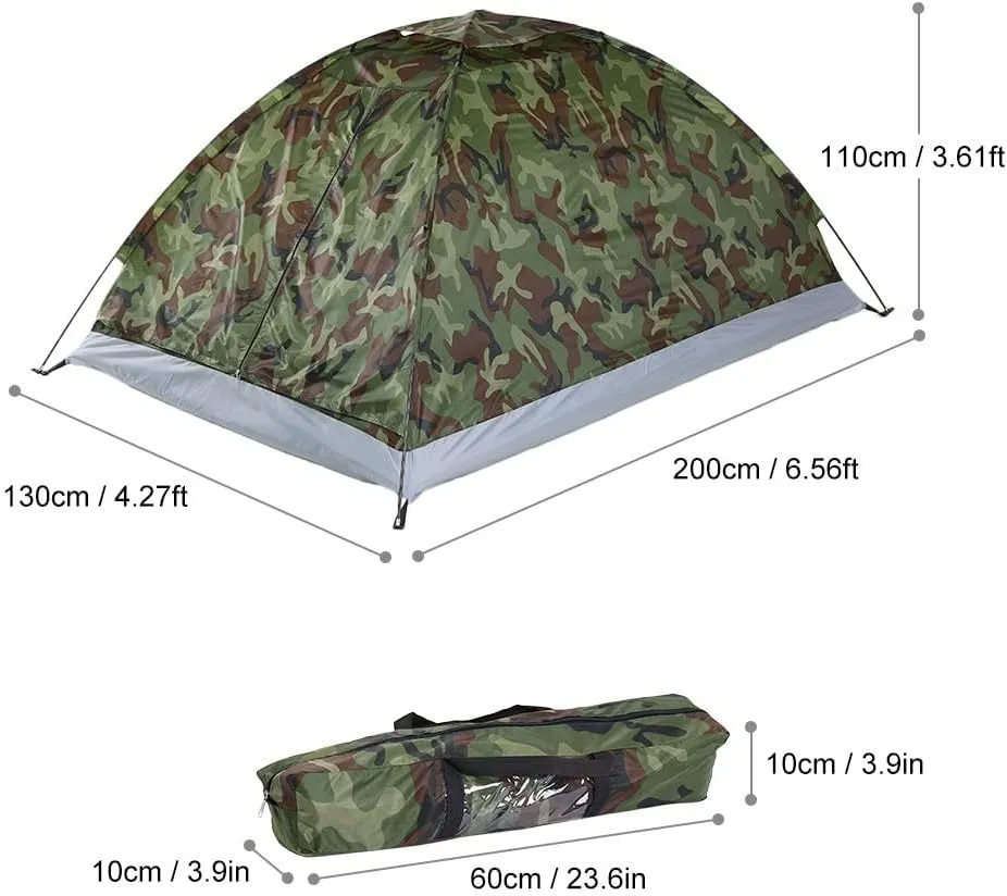 Camping Tent, Outdoor Fishing Shelter Tent, Outdoor Adventure Tents for 1-2 People Water-Resistant Fabric Sun Shield Roof Breathable Mesh Door Quick Setup Design Ideal for Camping Hiking