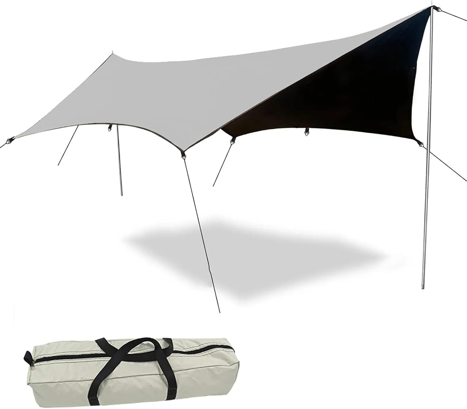 Camping Tent Survival Shelter with Carry Bag, 16 x15 ft Hammock Tarp, Heavy Duty Mutifunctional Tarp, Reusable, Rainproof Windproof Tent for Camping, Picnic, Hiking and Backpacking