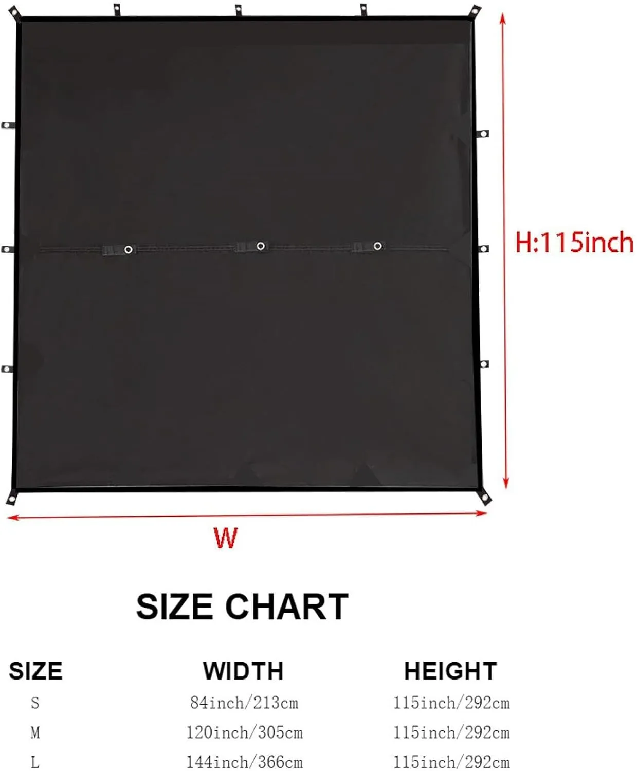 Camping Tent Tarp Sun Canopy with 6 Stakes and 6 Ropes Waterproof Multifunctional for RV Car Truck Side Shade Lightweight, Black L