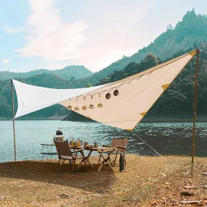 Camping Tent Tarp with Poles, Hammock Rain Fly, Multifunctional Camping Awning, Ultralight Waterproof Shelter Canopy, Camping Survival Equipment for Outdoors, Hiking, Picnic, Backpacking