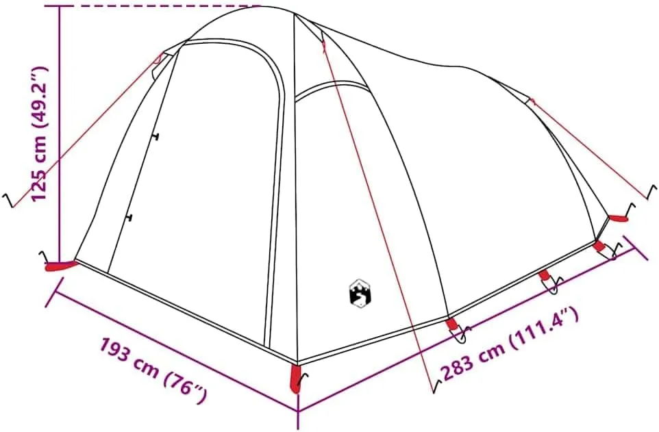 Camping Tent Tunnel 3-Person Olive Green Waterproof vidaXL vidaXL