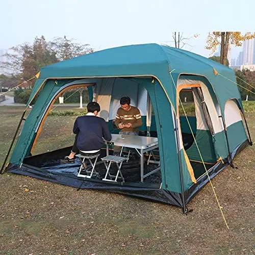 Camping Tent Waterproof Instant Tent 4-6 Person, Family Cabin Tents, 2 Rooms, Portable Instant Tents with Removable Rainfly, Automatic Tent for Camping Hiking Mountaineering (Brown