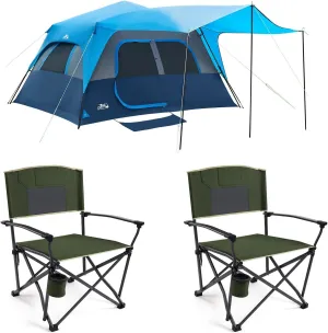 Camping Tent,Instant Cabin Tents for Camping, 8-Person Family Tent,2 Pack Oversized Folding Heavy Duty Camping Chair for Adults