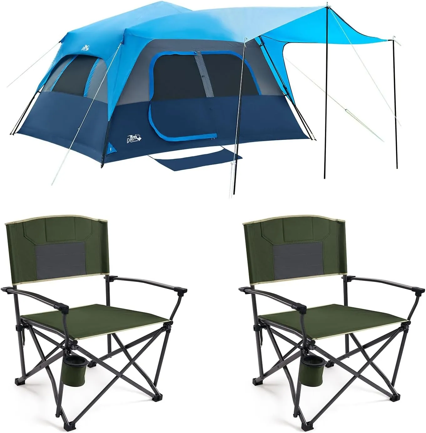 Camping Tent,Instant Cabin Tents for Camping, 8-Person Family Tent,2 Pack Oversized Folding Heavy Duty Camping Chair for Adults