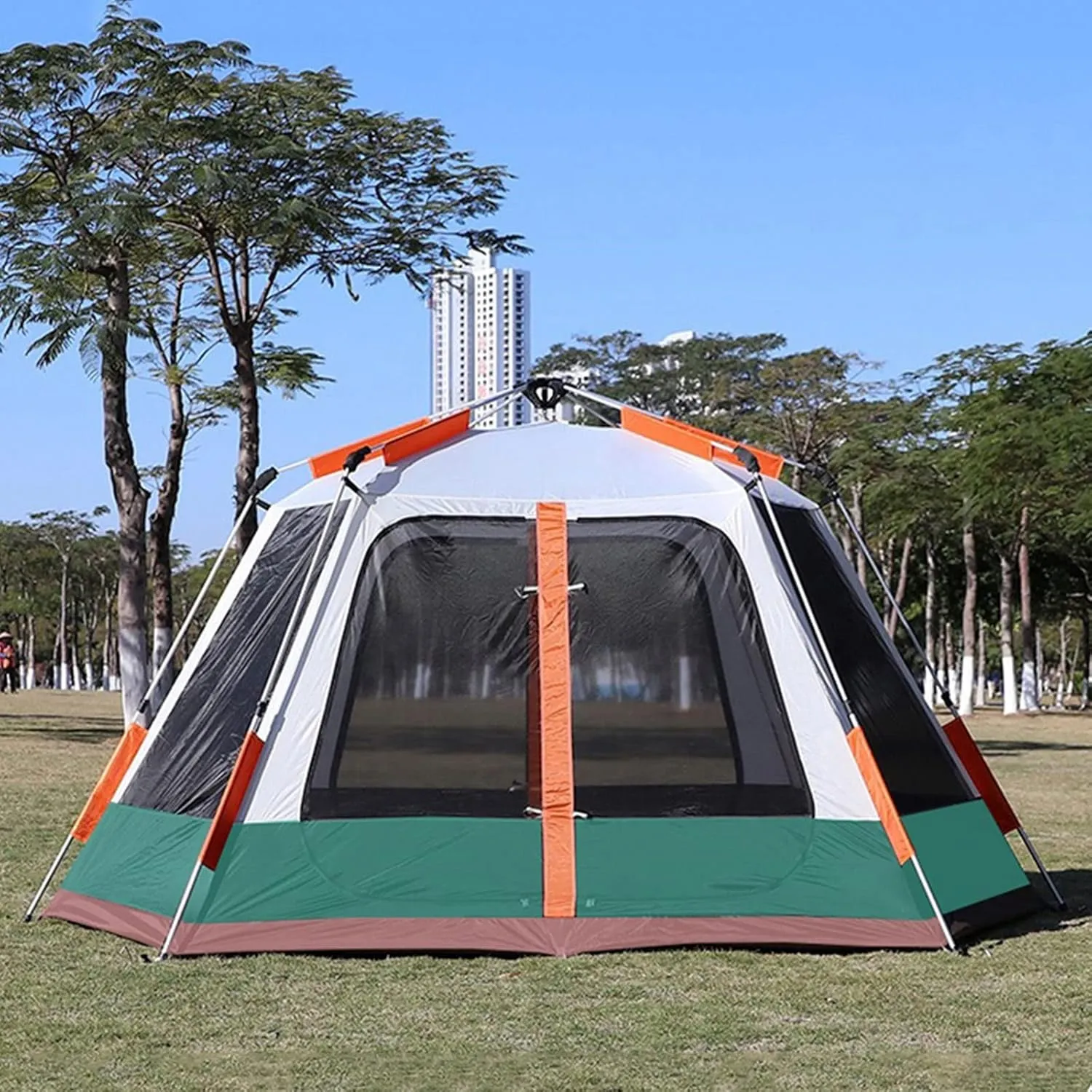 Camping Tent,Large Camping Tents Automatic with Porch, 4-6 Man Person Instant Tent Pop Up Ultralight Dome Family Tent 4 Seasons Waterproof & Windproof Hopeful, 300*220*175CM, Green