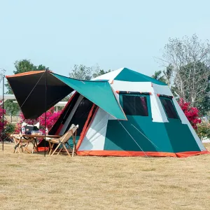 Camping Tent,Large Camping Tents Automatic with Porch, 4-6 Man Person Instant Tent Pop Up Ultralight Dome Family Tent 4 Seasons Waterproof & Windproof Hopeful, 300*220*175CM, Green