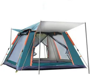 Camping Tents Shelter Portable Waterproof Hold 3-4 Persons Instant Setup Pop Up Tent with Top Rainfly Double Doors Mesh Windows UV Protection for Camping Hiking Mountaineering (Color : Green)