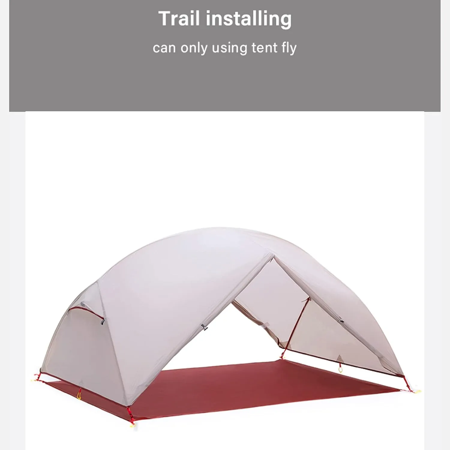 Camping Tents,3 Persons Camping Tent Ultralight 20d Nylon Double Layer Waterproof Backpacking Tent for Hiking Travel with Free Mat (Color : Gray, Size : 220 * 180 * 110cm)