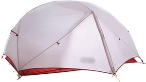 Camping Tents,3 Persons Camping Tent Ultralight 20d Nylon Double Layer Waterproof Backpacking Tent for Hiking Travel with Free Mat (Color : Gray, Size : 220 * 180 * 110cm)