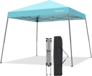 Canopy Tent, 10X10 FT Pop Up Canopy Outdoor Instant Tent Slant Legs with Carrying Bag, Portable Gazebo Shelter for Patio Deck Garden and Beach - 8X8 FT Canopy Cover (Cyan Blue)