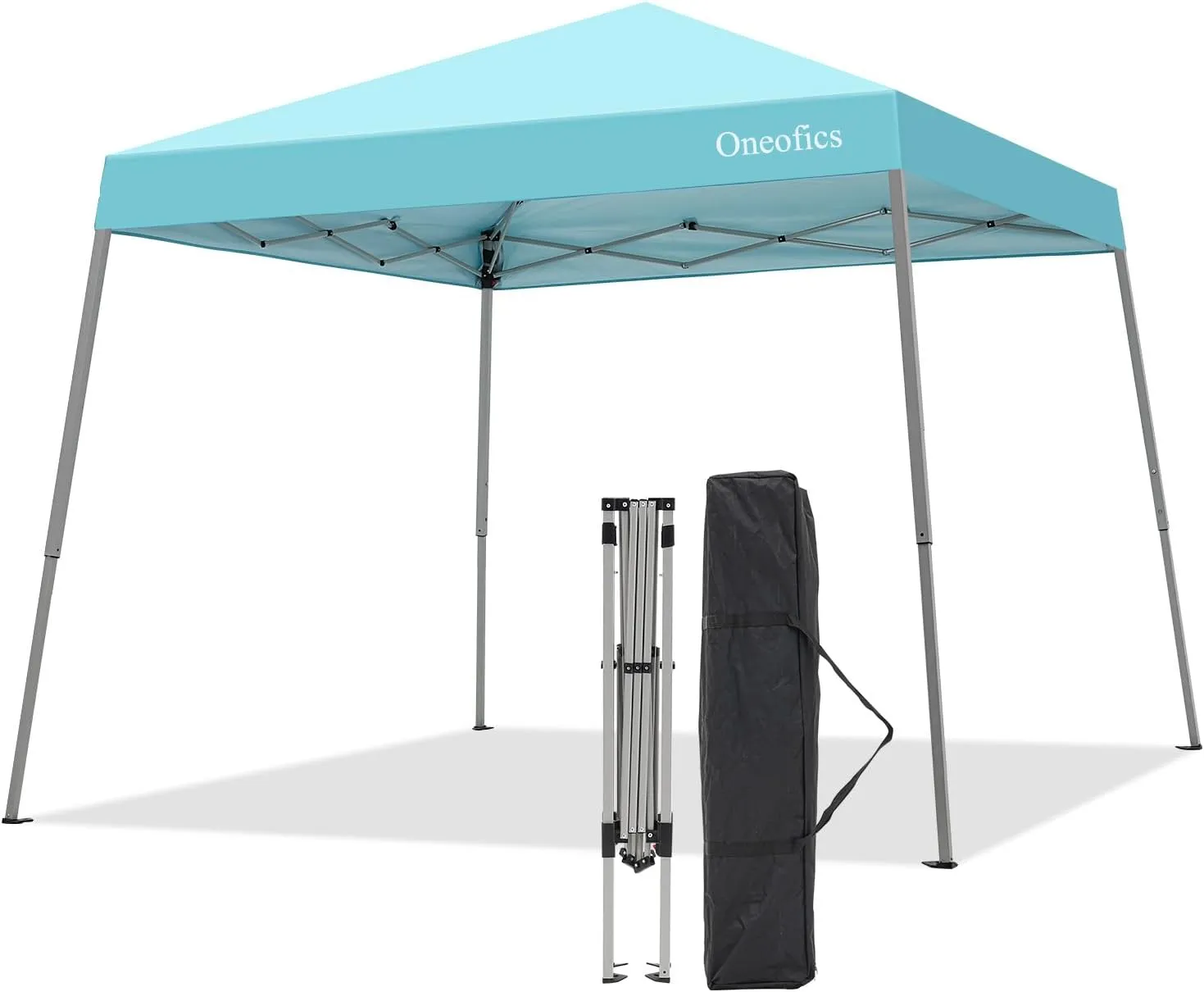 Canopy Tent, 10X10 FT Pop Up Canopy Outdoor Instant Tent Slant Legs with Carrying Bag, Portable Gazebo Shelter for Patio Deck Garden and Beach - 8X8 FT Canopy Cover (Cyan Blue)