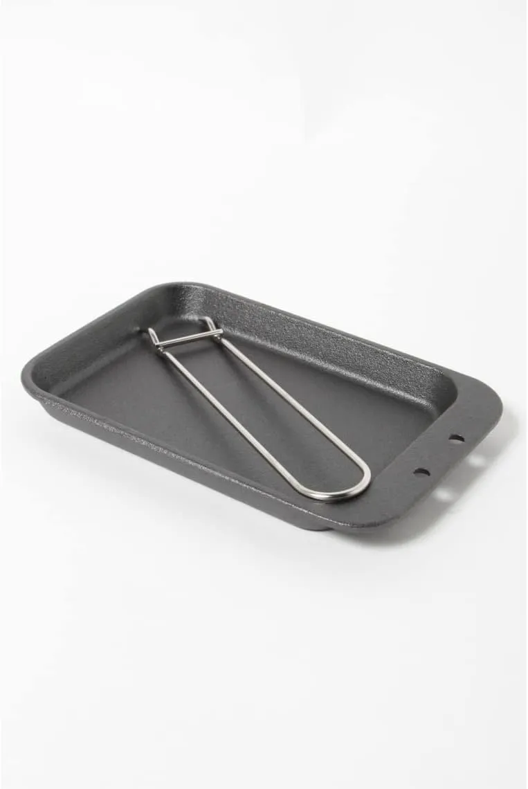 Captain Stag UM-2403 Cast Iron Plate, Compact Plate, Large, No Seasoning Required, Handle Included, Black