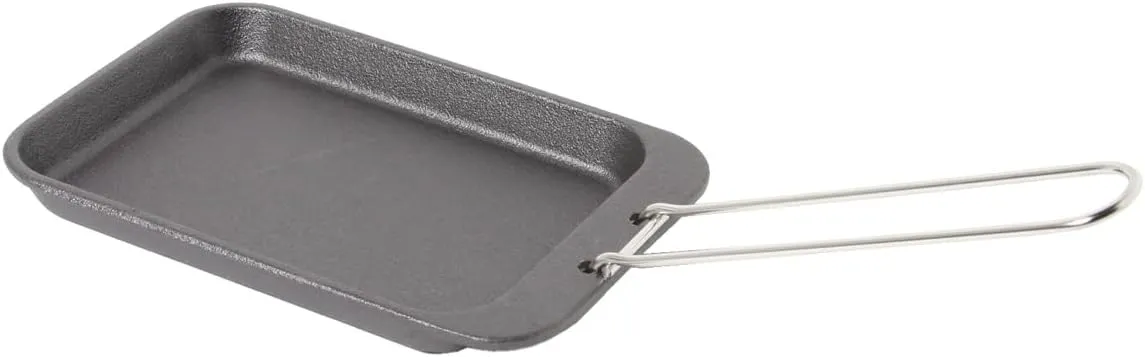 Captain Stag UM-2403 Cast Iron Plate, Compact Plate, Large, No Seasoning Required, Handle Included, Black