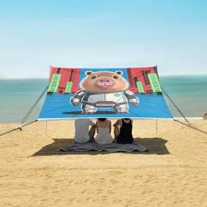 Capybara Warrior Beach Camping Tent Sun Shelter for Whole Family, Beach Shade Canopy with UPF50  UV Protection,Easy Set Up and Carry,Outdoor Shade for Trips, Fishing, Backyard Fun Picnics