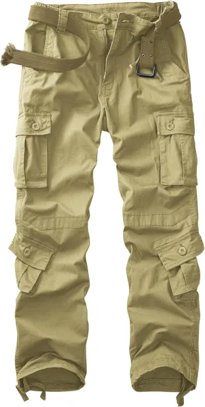Cargo Pants Women Baggy Camo Tactical Pants Straight Leg Casual Y2K Work Trousers with 9 Pockets No Belt
