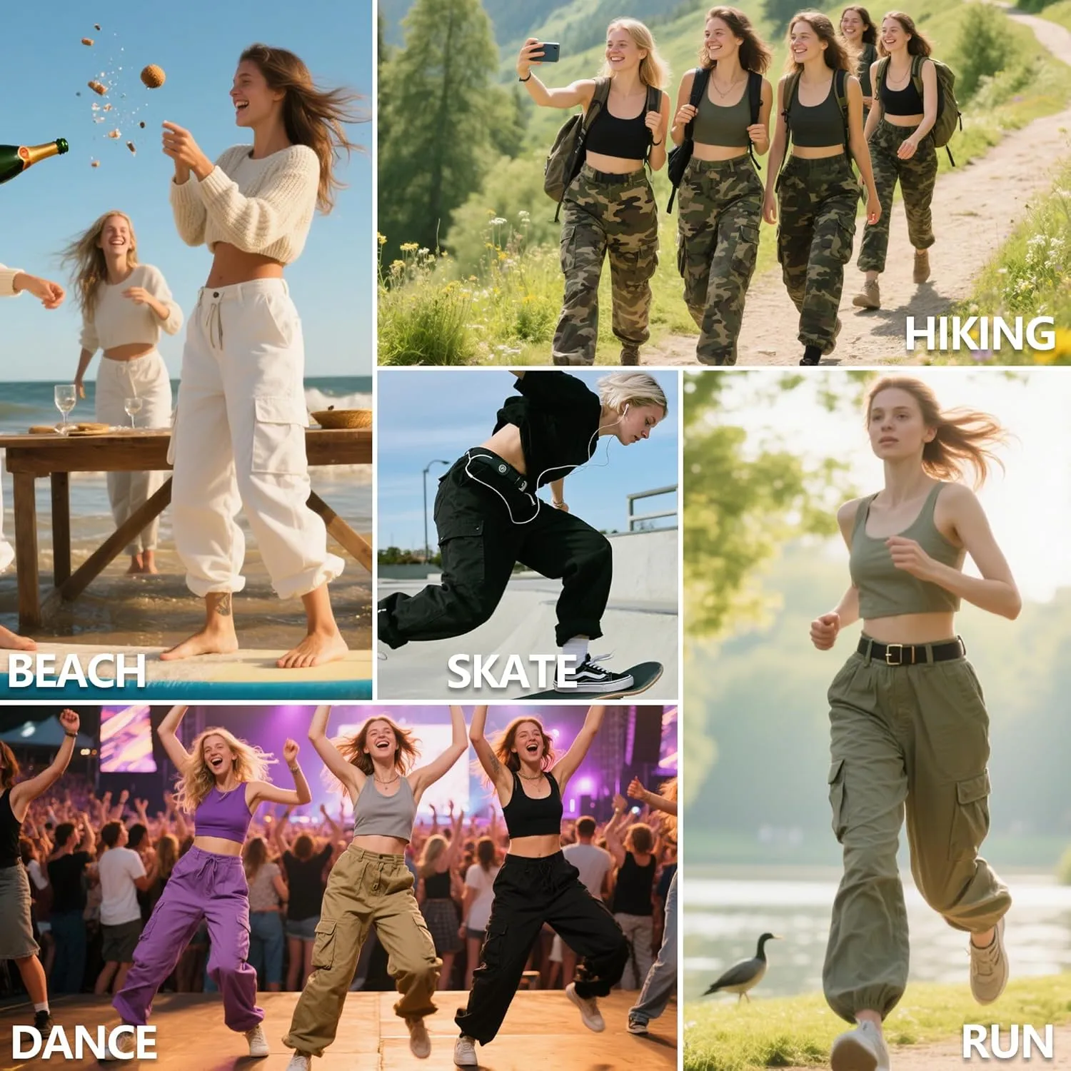 Cargo Pants Women Baggy Camo Tactical Pants Straight Leg Casual Y2K Work Trousers with 9 Pockets No Belt