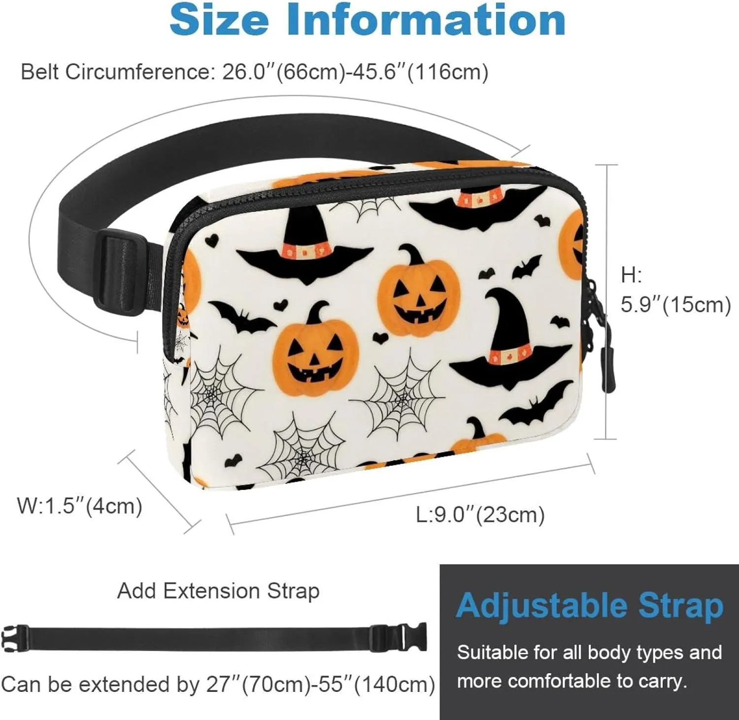 Cartoon Halloween-389 Belt Bag for Men and Women Fanny Pack,Belt Bag with Adjustable Strap,Fashion Crossbody Everywhere Belt Bag for Travel Outdoors Running Hiking
