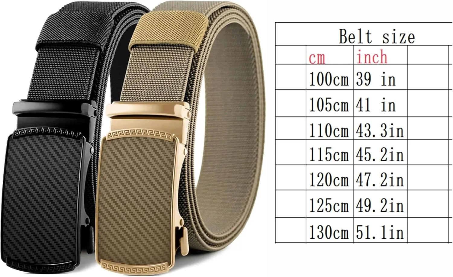Casual Belt Mesh Nylon Belt Men Automatic Buckle Belts for Golf Hiking Jeans Belt for Men Adjustable Exact Fit Men's Belt