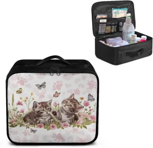 Cat Cute Small First Aid Kit Travel Bag Empty Butterfly First Aid Pouch Travel Medical Supplies Organizer Bag Trauma Kit for Traveling Hiking Camping Backpacking Cycling