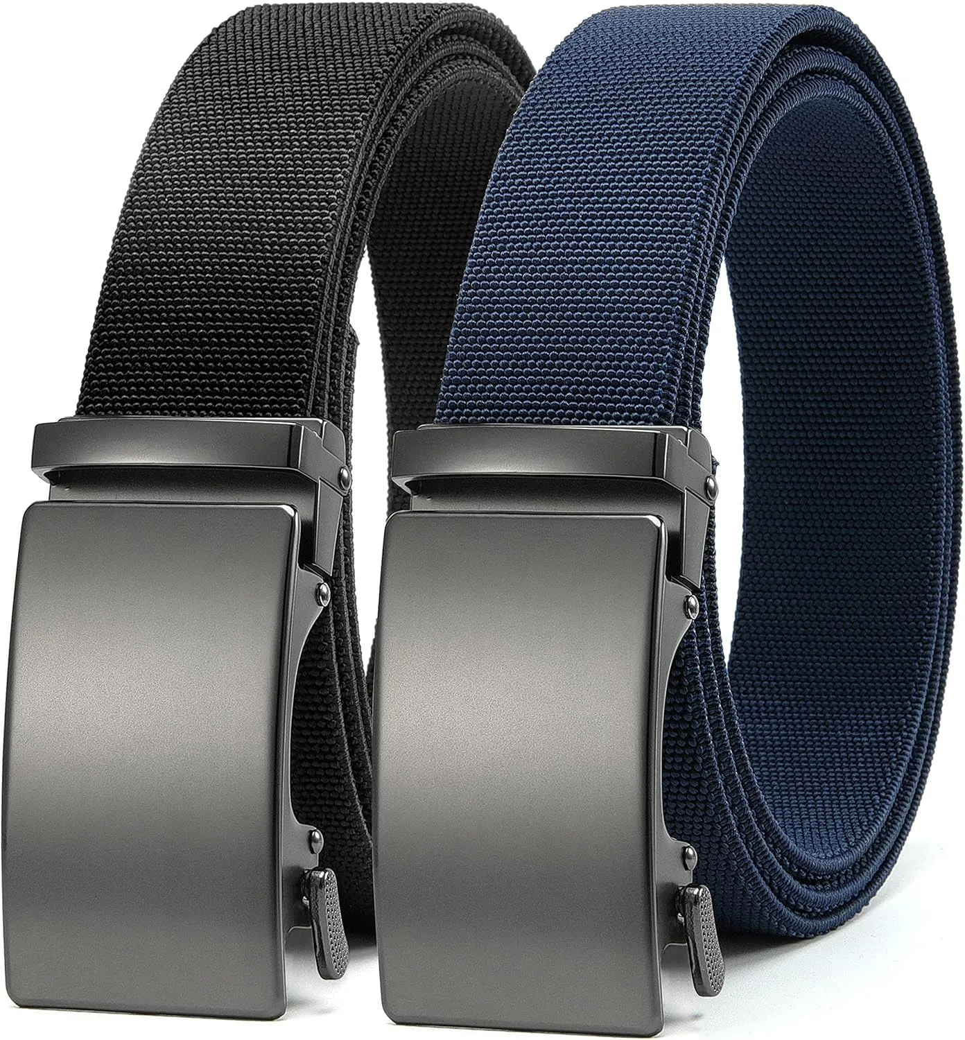 CHAOREN Elastic Belt for Men 2 Pack - Nylon Web Adjustable Belt 1 3/8" Fabric Golf Belt