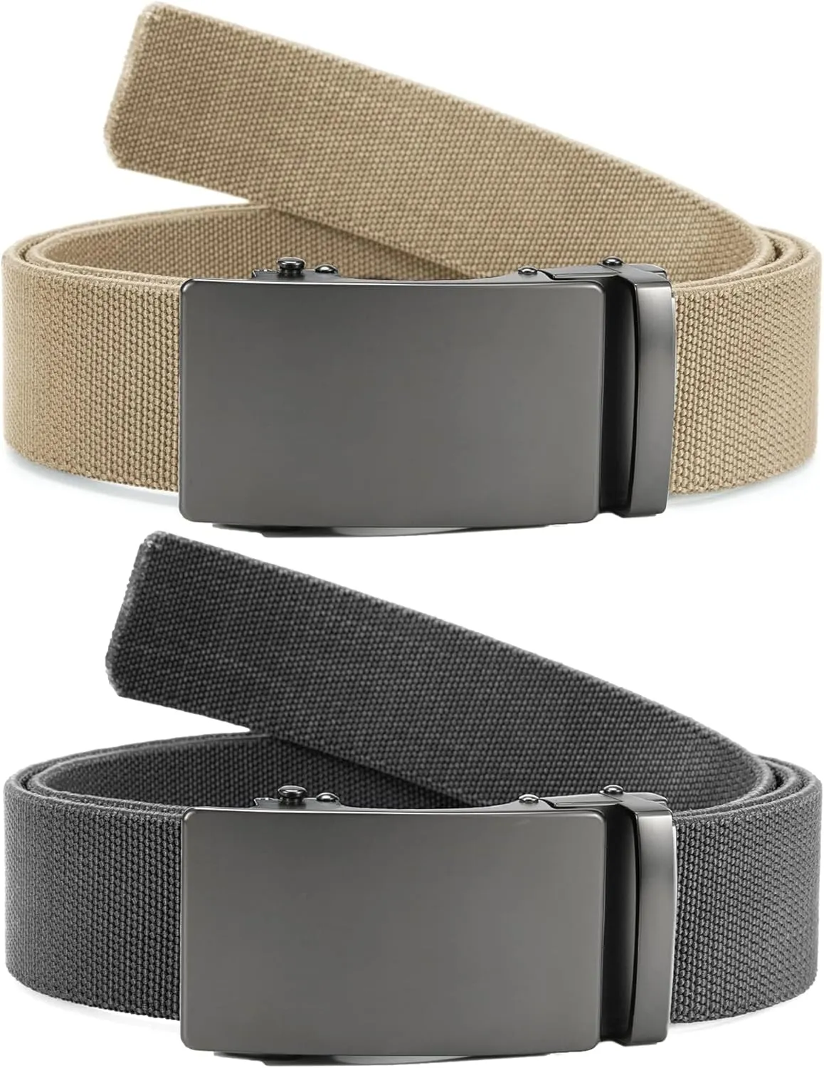 CHAOREN Elastic Belt for Men 2 Pack - Nylon Web Adjustable Belt 1 3/8" Fabric Golf Belt