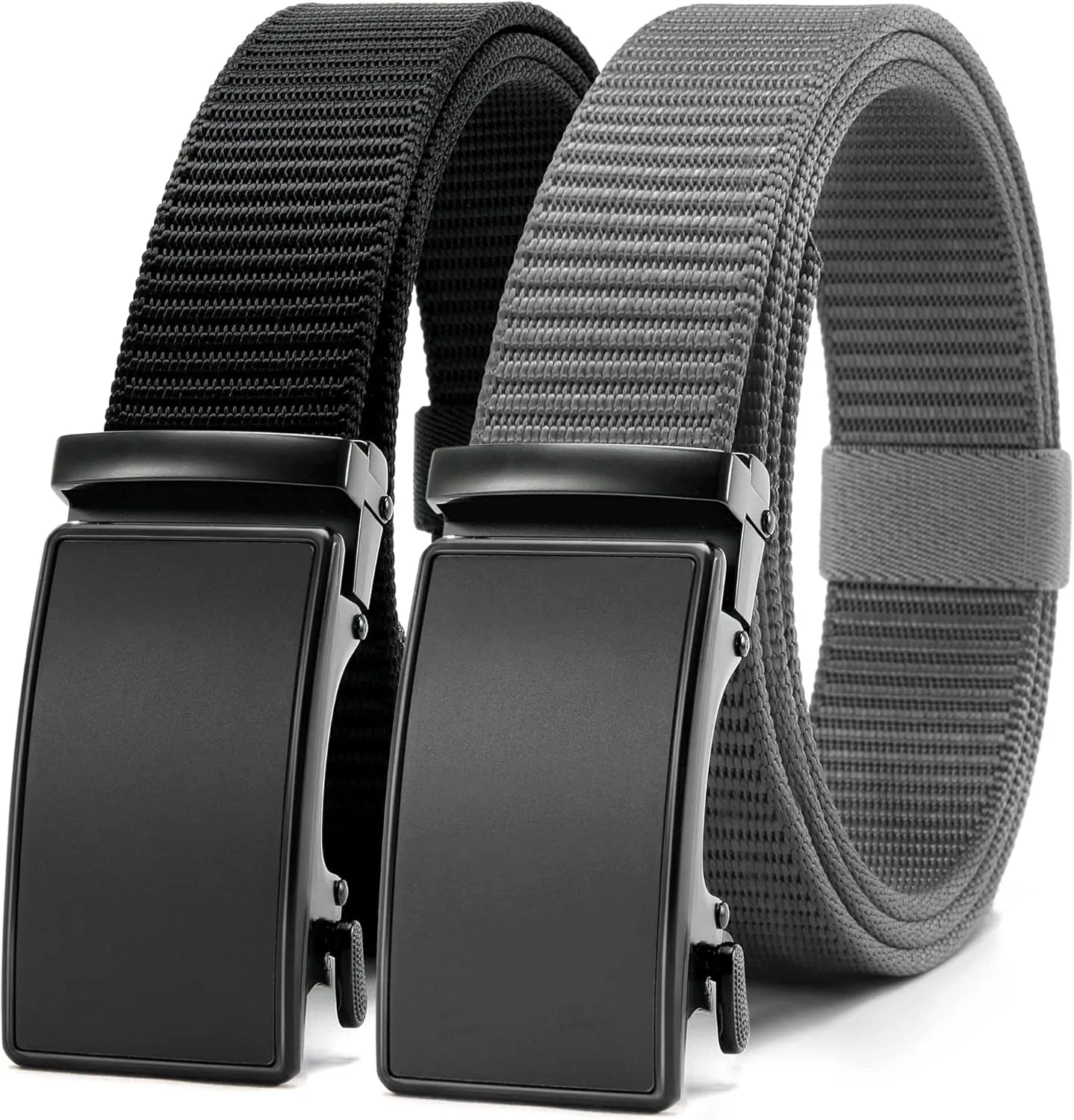 CHAOREN Ratchet Belts for Men 2 Pack - Casual Web Nylon Mens Belt 1 3/8" - Automatic Adjustable Buckle Fit Jeans