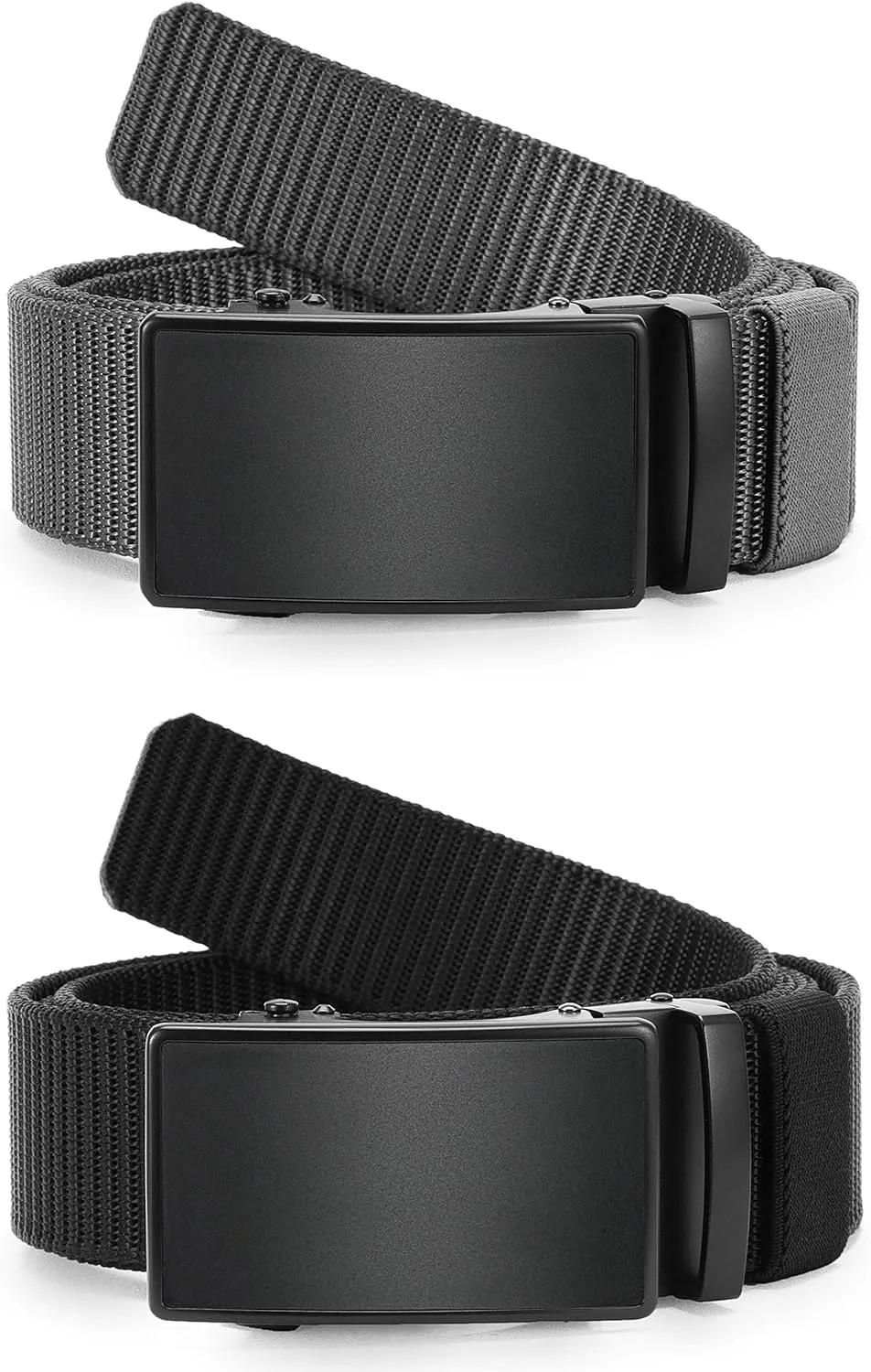 CHAOREN Ratchet Belts for Men 2 Pack - Casual Web Nylon Mens Belt 1 3/8" - Automatic Adjustable Buckle Fit Jeans