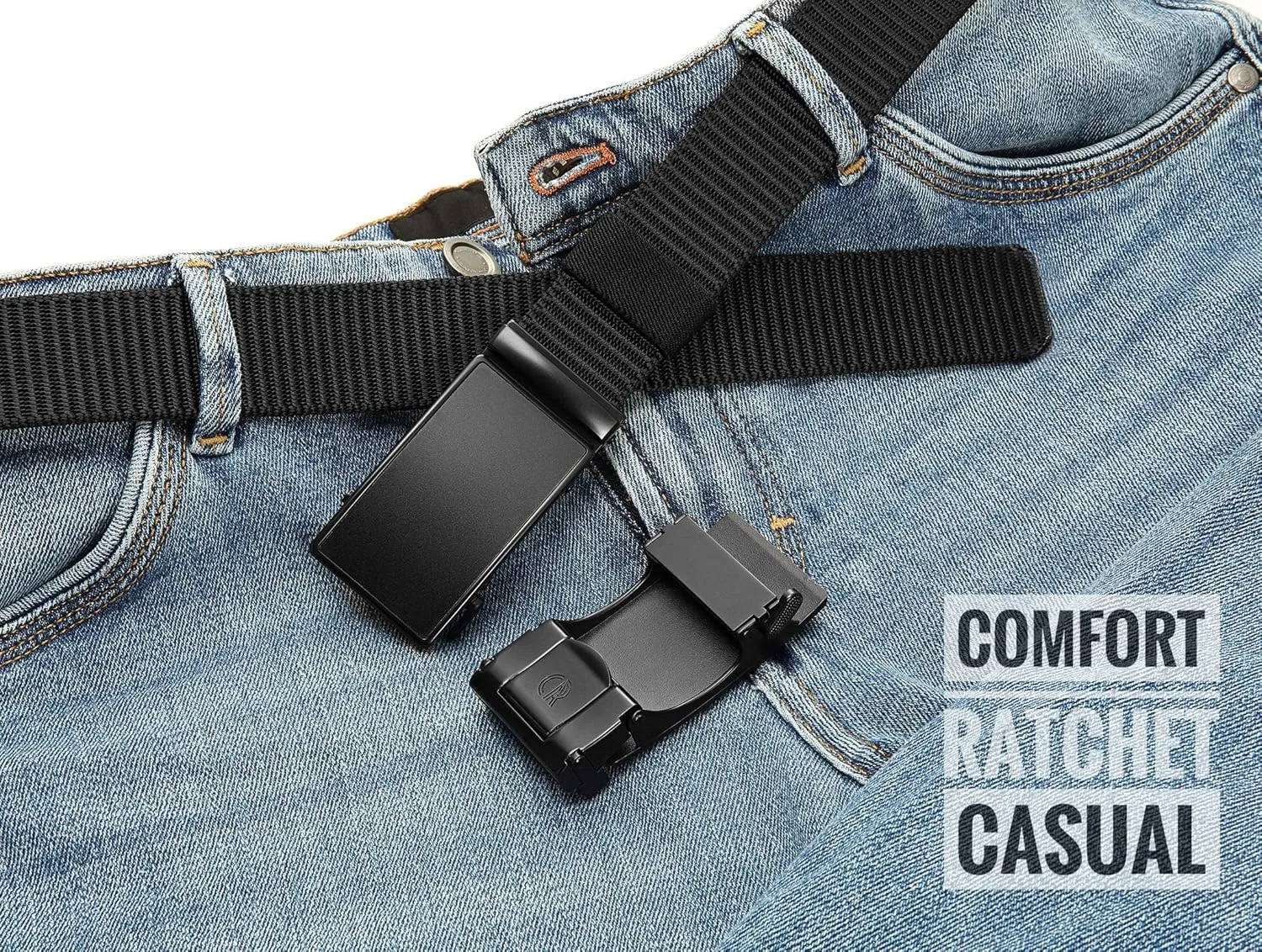 CHAOREN Ratchet Belts for Men 2 Pack - Casual Web Nylon Mens Belt 1 3/8" - Automatic Adjustable Buckle Fit Jeans