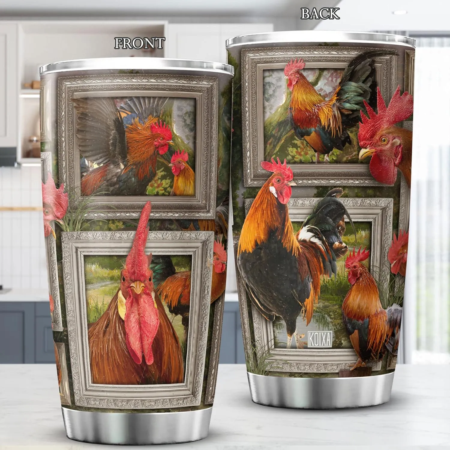 Chicken Tumbler For Chicken Lovers Insulated Rooster Cup With Lid 20 Oz Funny Farm Animal Print Stainless Steel Travel Coffee Mug With Chickens Birthday Present For Women
