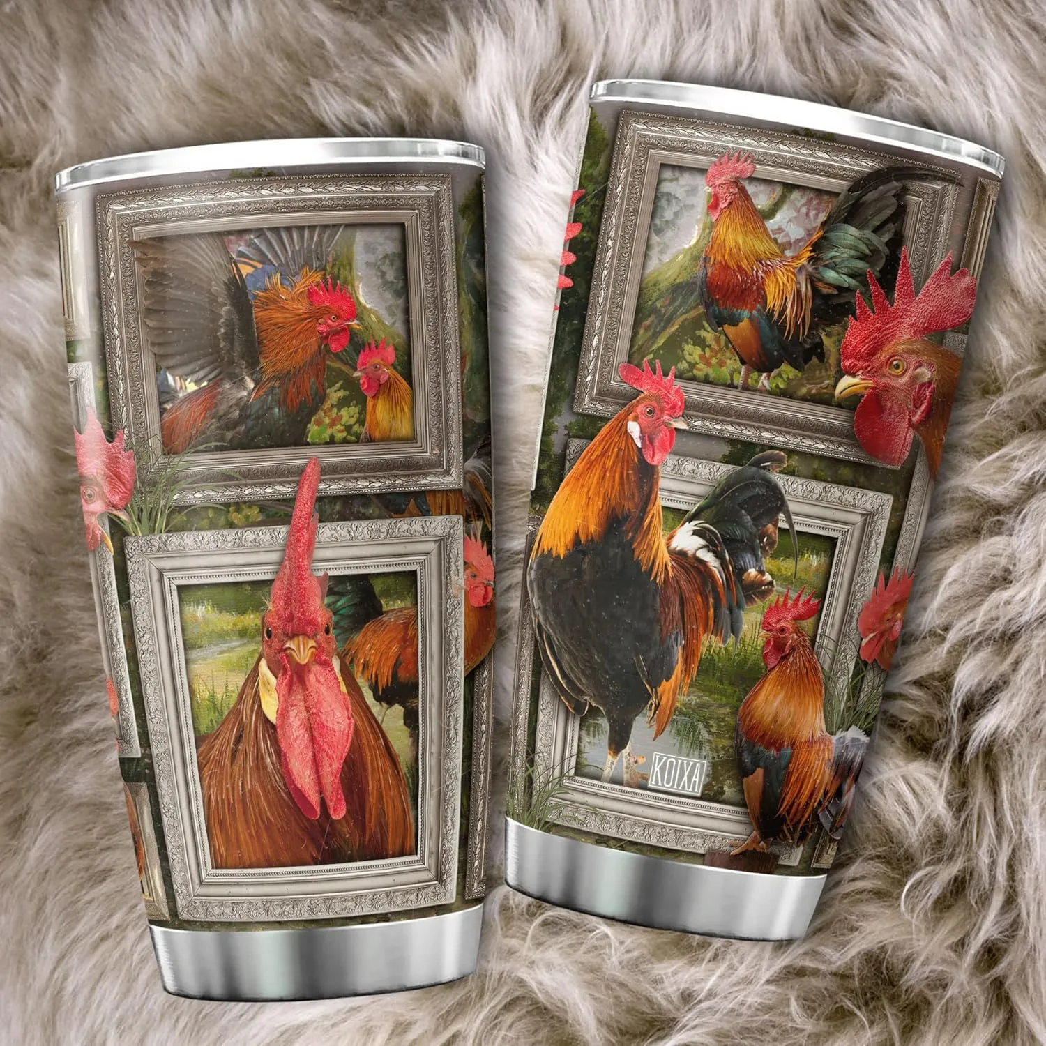 Chicken Tumbler For Chicken Lovers Insulated Rooster Cup With Lid 20 Oz Funny Farm Animal Print Stainless Steel Travel Coffee Mug With Chickens Birthday Present For Women