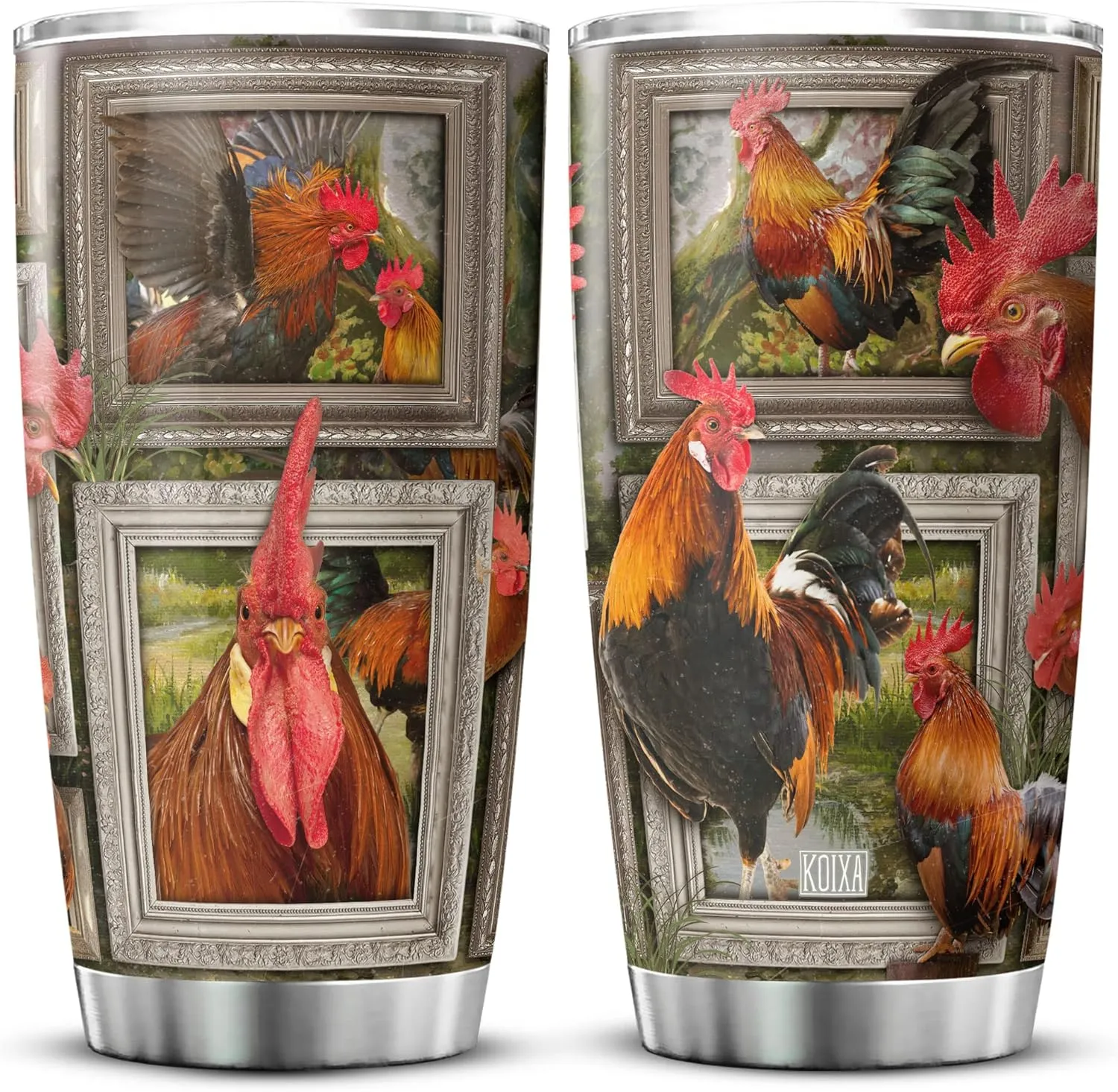 Chicken Tumbler For Chicken Lovers Insulated Rooster Cup With Lid 20 Oz Funny Farm Animal Print Stainless Steel Travel Coffee Mug With Chickens Birthday Present For Women