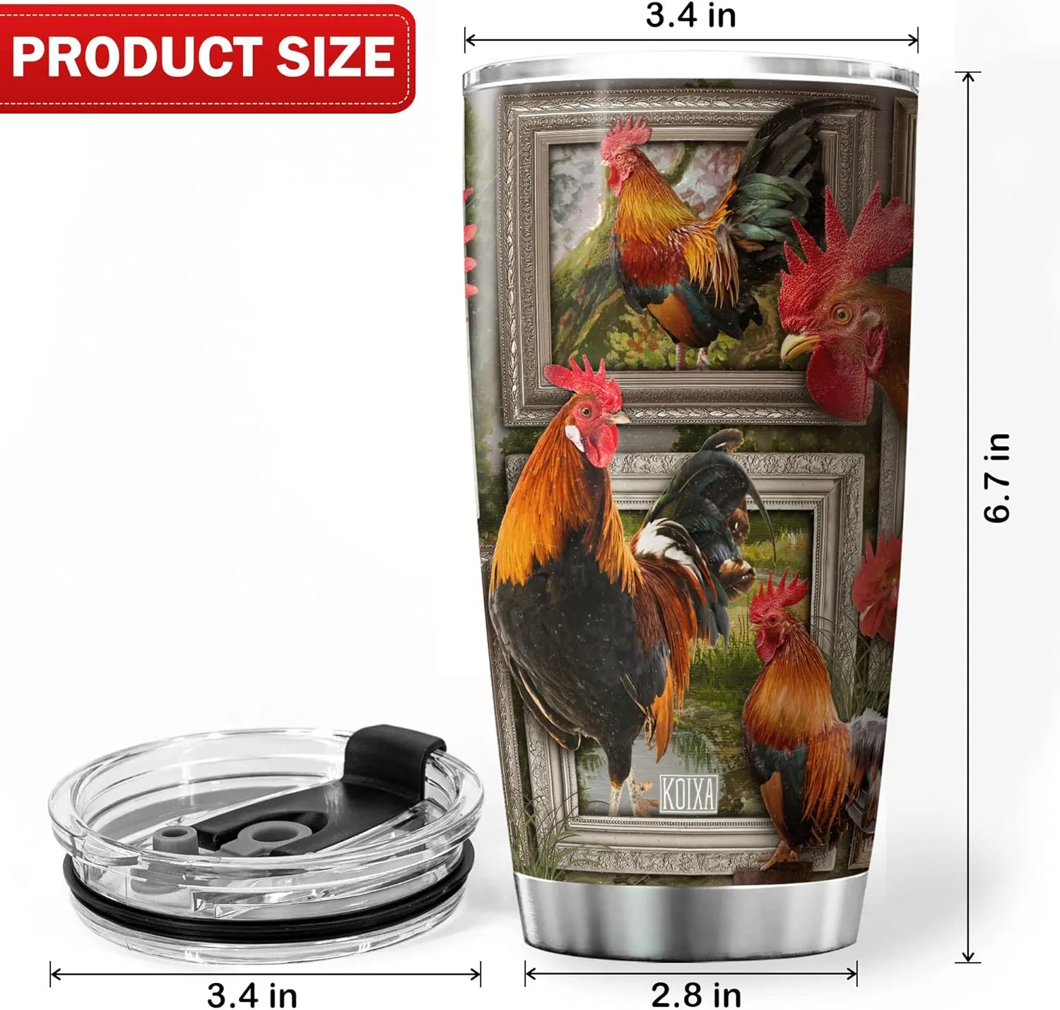 Chicken Tumbler For Chicken Lovers Insulated Rooster Cup With Lid 20 Oz Funny Farm Animal Print Stainless Steel Travel Coffee Mug With Chickens Birthday Present For Women