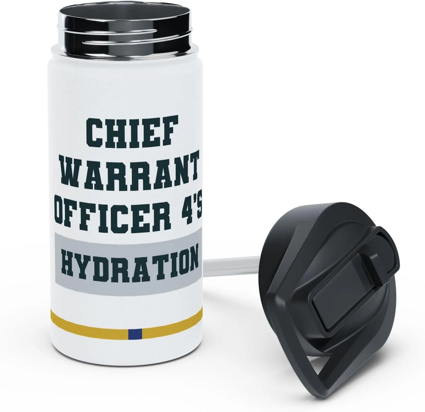 Chief Warrant Officer 4's Hydration: Insulated Water Bottle – Stainless Steel, Standard Lid, BPA-Free, 12oz, 18oz, 32oz (12oz)