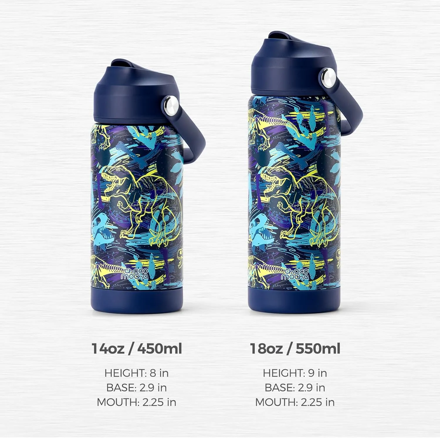 Choco Mocha Kids Water Bottle For School, Kids Insulated Water Bottle Stainless Steel, Boys Water Bottle 18Oz,Navy Blue