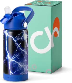 Choco Mocha Kids Water Bottle For School, Kids Insulated Water Bottle Stainless Steel for Boys,14Oz Black Lighting
