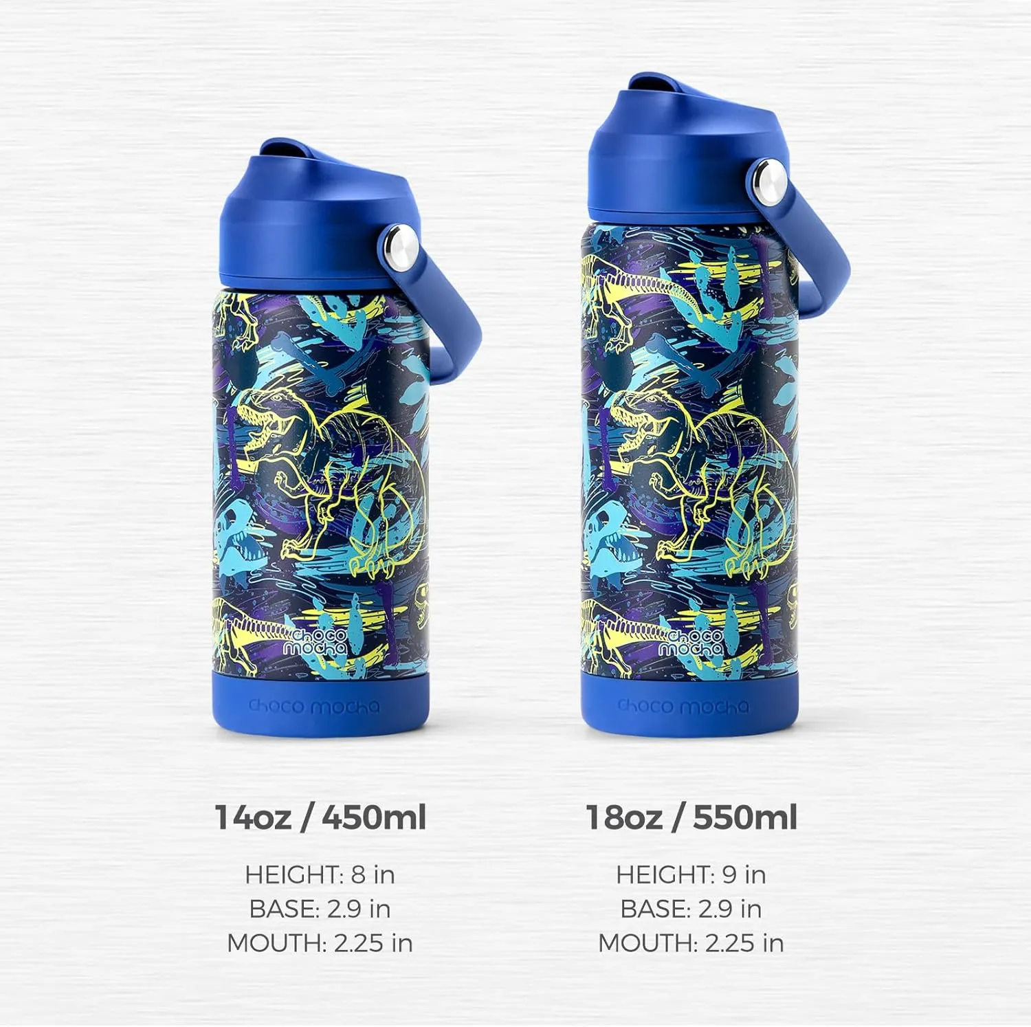 Choco Mocha Kids Water Bottle For School, Kids Insulated Water Bottle Stainless Steel for Boys,14Oz Black Lighting