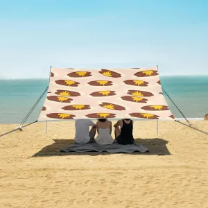 Chocolate Pancake Pattern Beach Camping Tent Sun Shelter for Whole Family, Beach Shade Canopy with UPF50  UV Protection,Easy Set Up and Carry,Outdoor Shade for Trips, Fishing, Backyard Fun Picn