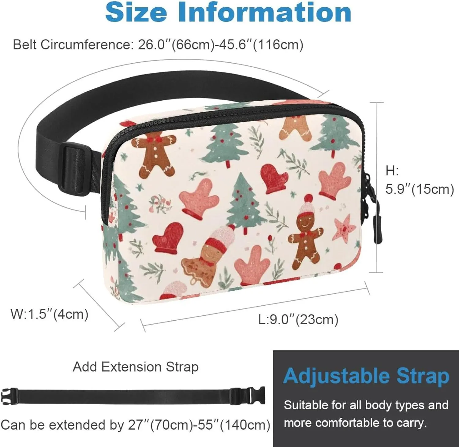 Christmas Elements-2 Belt Bag for Men and Women Fanny Pack,Belt Bag with Adjustable Strap,Fashion Crossbody Everywhere Belt Bag for Travel Outdoors Running Hiking